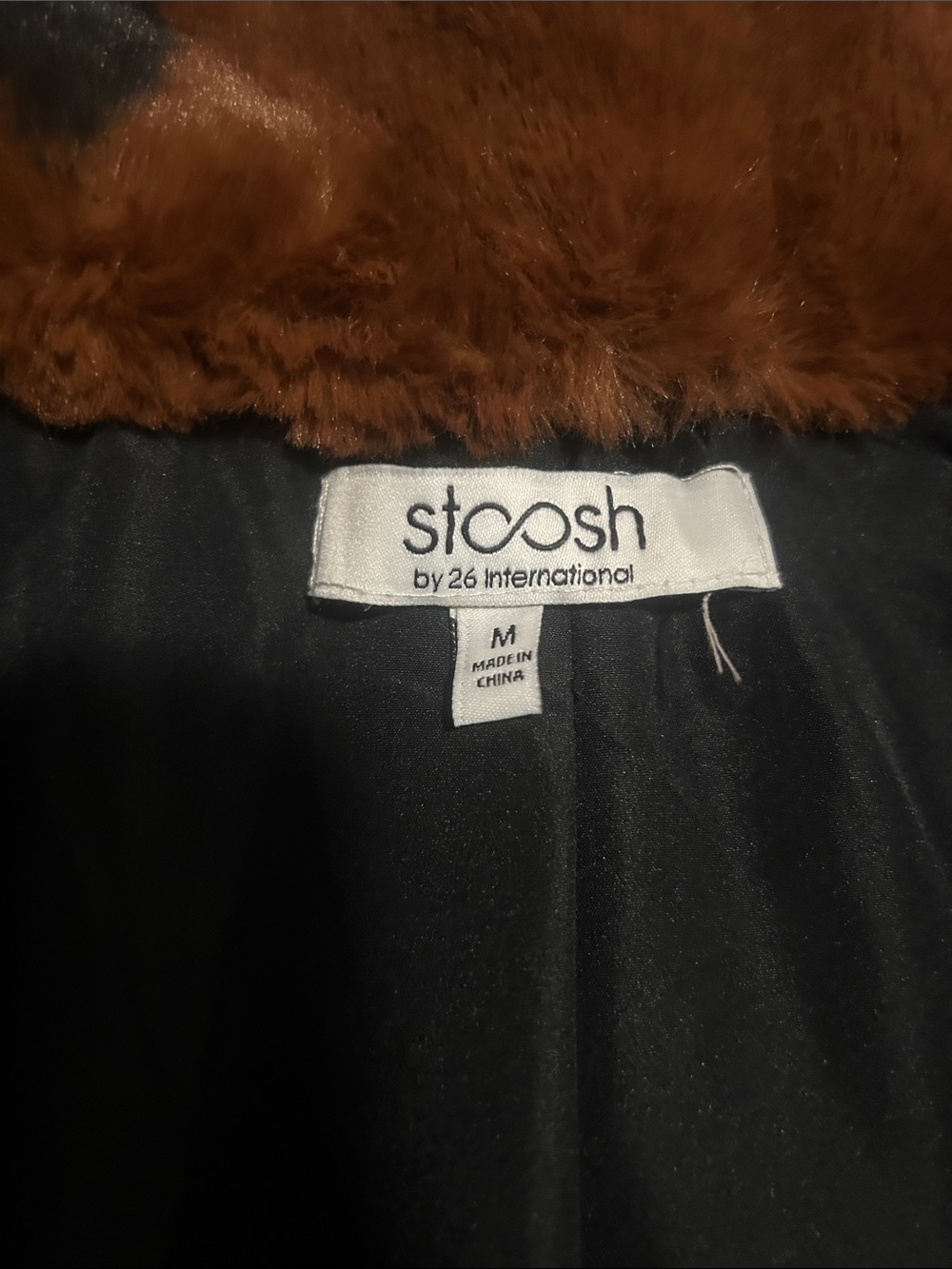 Stoosh Brown & Black Faux Fur Leopard-Print Pea Coat - Picture 3 of 3